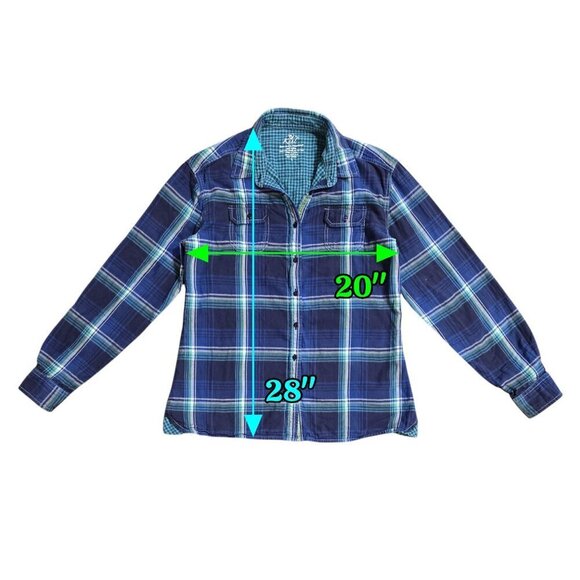 Kuhl 100% Cotton Blue Plaid Button-Up Shirt Flap Pockets Cabincore Gorpcore - Picture 3 of 10